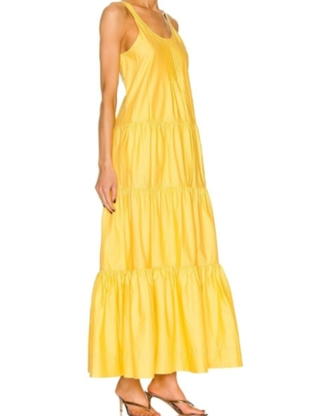 Jonathan Simkhai Minimalist Yellow Olonfa Summer Sundress W Front Pockets